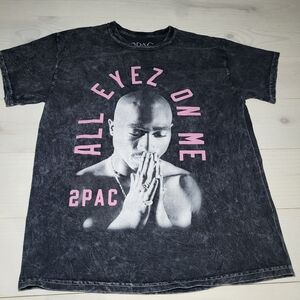 2PAC Mineral Wash Graphic T-Shirt Cotton Retro Unisex.